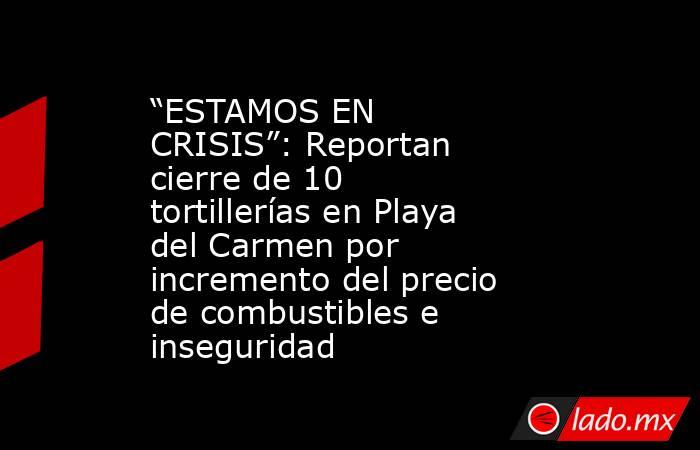 “ESTAMOS EN CRISIS”: Reportan cierre de 10 tortillerías en Playa del Carmen por incremento del precio de combustibles e inseguridad. Noticias en tiempo real