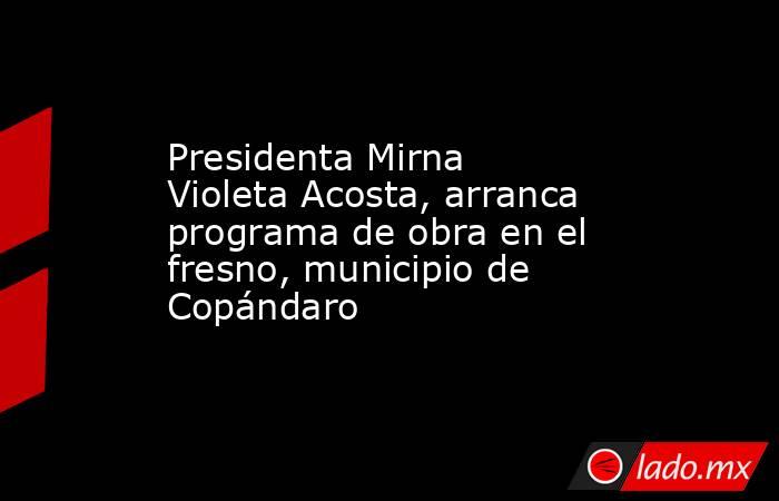 Presidenta Mirna Violeta Acosta, arranca programa de obra en el fresno, municipio de Copándaro. Noticias en tiempo real