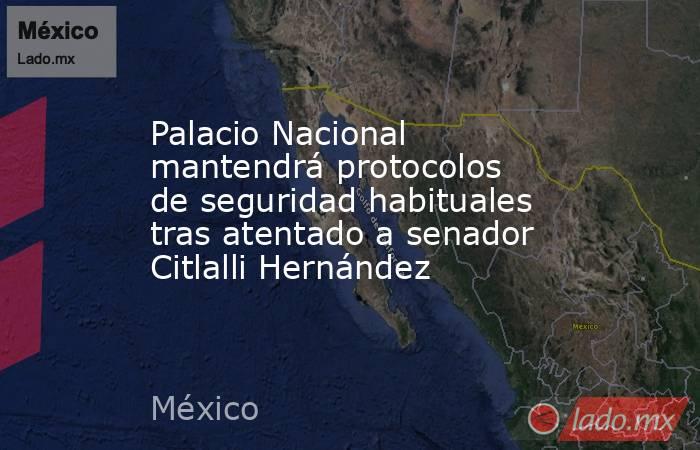 Palacio Nacional mantendrá protocolos de seguridad habituales tras atentado a senador Citlalli Hernández. Noticias en tiempo real