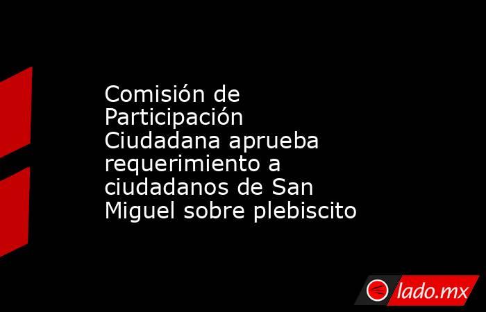 Comisión de Participación Ciudadana aprueba requerimiento a ciudadanos de San Miguel sobre plebiscito. Noticias en tiempo real