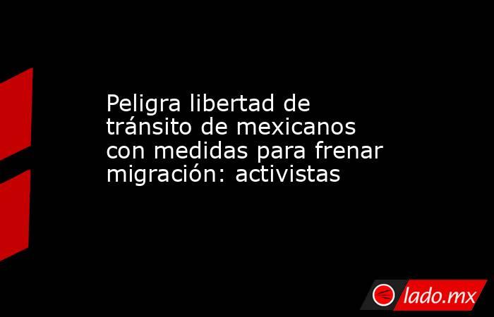 Peligra libertad de tránsito de mexicanos con medidas para frenar migración: activistas. Noticias en tiempo real