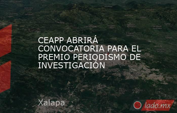 CEAPP ABRIRÁ CONVOCATORIA PARA EL PREMIO PERIODISMO DE INVESTIGACIÓN. Noticias en tiempo real