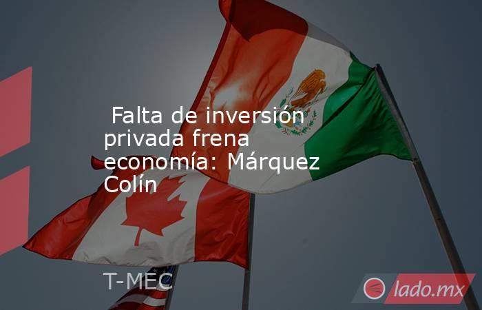  Falta de inversión privada frena economía: Márquez Colín. Noticias en tiempo real