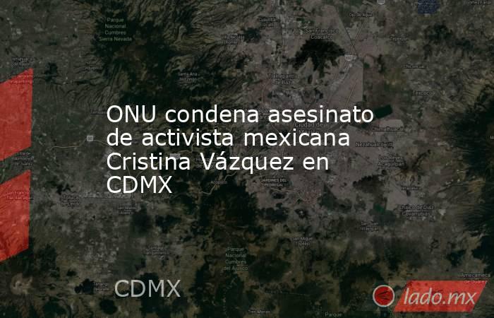 ONU condena asesinato de activista mexicana Cristina Vázquez en CDMX. Noticias en tiempo real