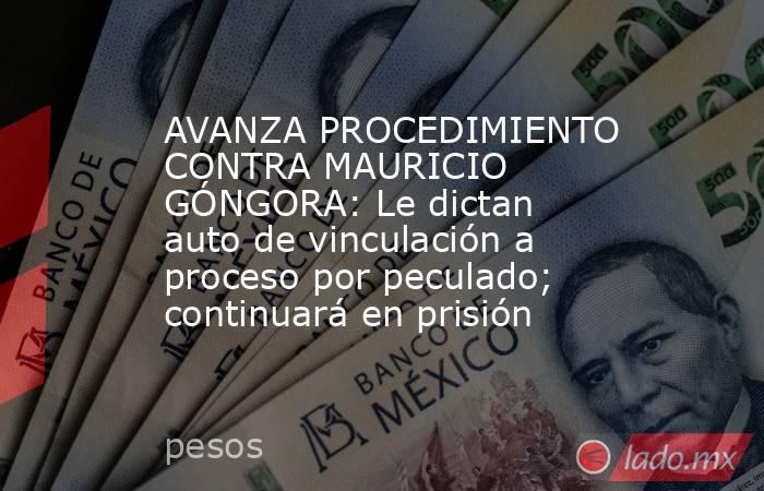 AVANZA PROCEDIMIENTO CONTRA MAURICIO GÓNGORA: Le dictan auto de vinculación a proceso por peculado; continuará en prisión. Noticias en tiempo real