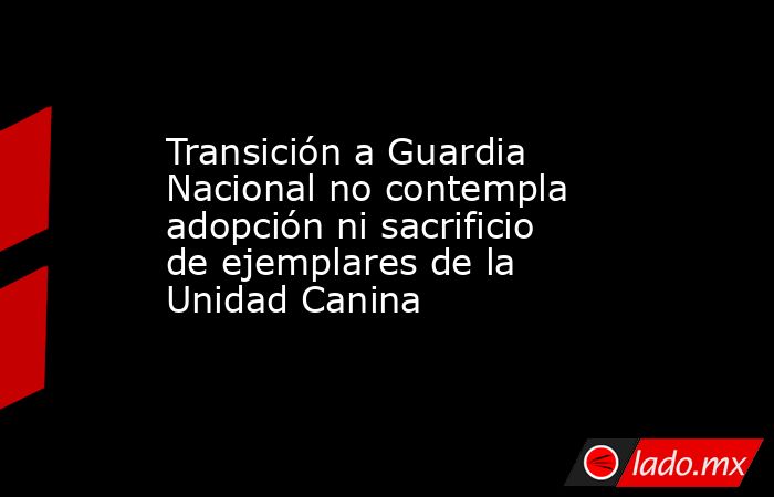 Transición a Guardia Nacional no contempla adopción ni sacrificio de ejemplares de la Unidad Canina. Noticias en tiempo real