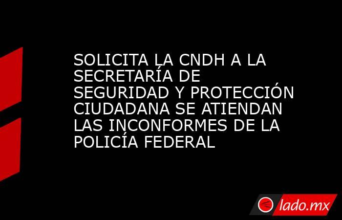 SOLICITA LA CNDH A LA SECRETARÍA DE SEGURIDAD Y PROTECCIÓN CIUDADANA SE ATIENDAN LAS INCONFORMES DE LA POLICÍA FEDERAL. Noticias en tiempo real