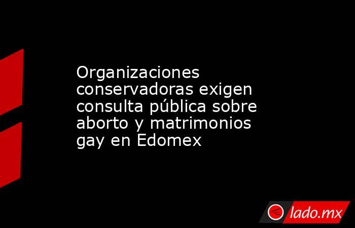 Organizaciones conservadoras exigen consulta pública sobre aborto y matrimonios gay en Edomex. Noticias en tiempo real