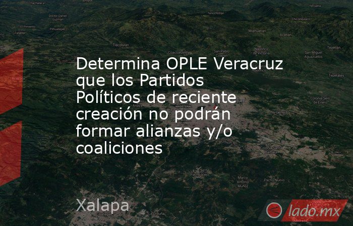 Determina OPLE Veracruz que los Partidos Políticos de reciente creación no podrán formar alianzas y/o coaliciones. Noticias en tiempo real