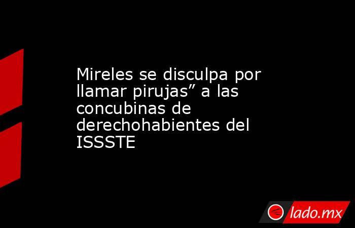 Mireles se disculpa por llamar pirujas” a las concubinas de derechohabientes del ISSSTE. Noticias en tiempo real