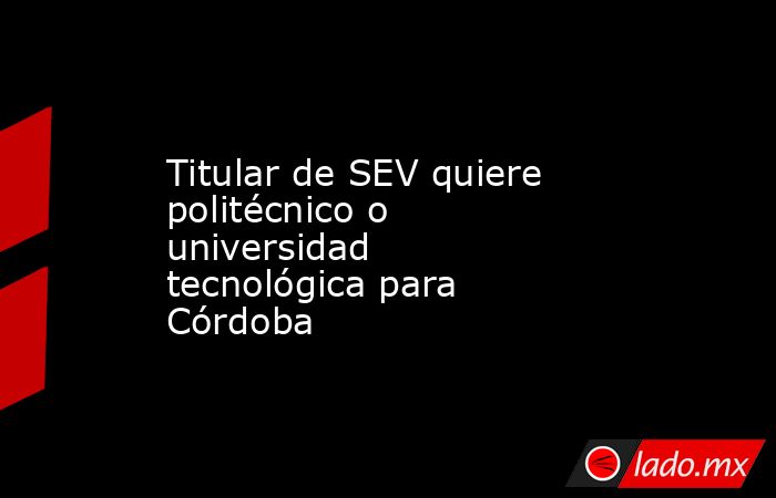Titular de SEV quiere politécnico o universidad tecnológica para Córdoba. Noticias en tiempo real