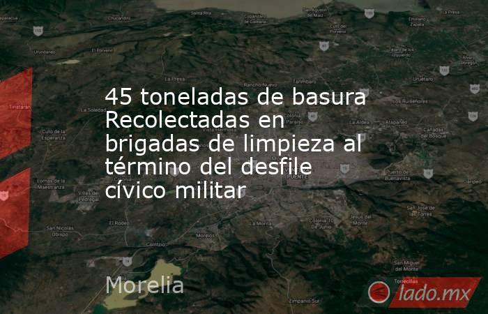 45 toneladas de basura Recolectadas en brigadas de limpieza al término del desfile cívico militar. Noticias en tiempo real