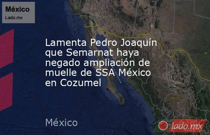 Lamenta Pedro Joaquín que Semarnat haya negado ampliación de muelle de SSA México en Cozumel. Noticias en tiempo real