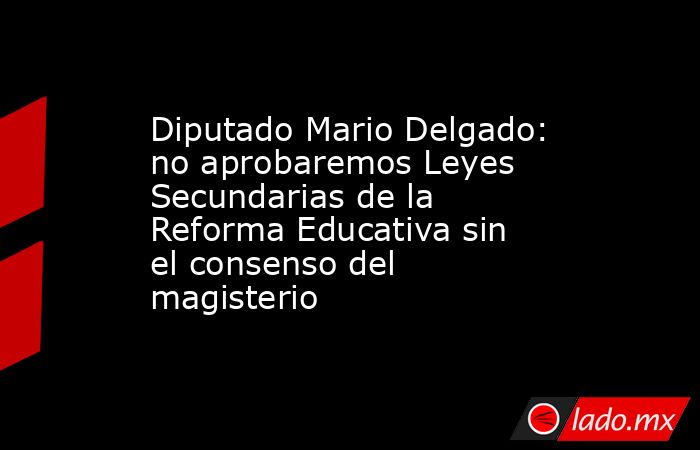 Diputado Mario Delgado: no aprobaremos Leyes Secundarias de la Reforma Educativa sin el consenso del magisterio. Noticias en tiempo real