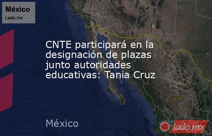 CNTE participará en la designación de plazas junto autoridades educativas: Tania Cruz. Noticias en tiempo real