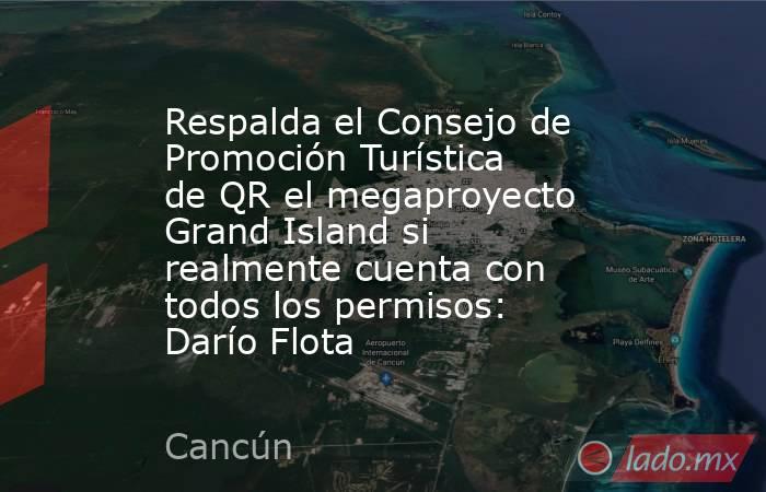 Respalda el Consejo de Promoción Turística de QR el megaproyecto Grand Island si realmente cuenta con todos los permisos: Darío Flota. Noticias en tiempo real