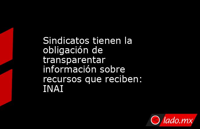 Sindicatos tienen la obligación de transparentar información sobre recursos que reciben: INAI. Noticias en tiempo real