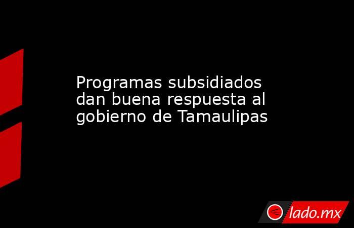 Programas subsidiados dan buena respuesta al gobierno de Tamaulipas. Noticias en tiempo real