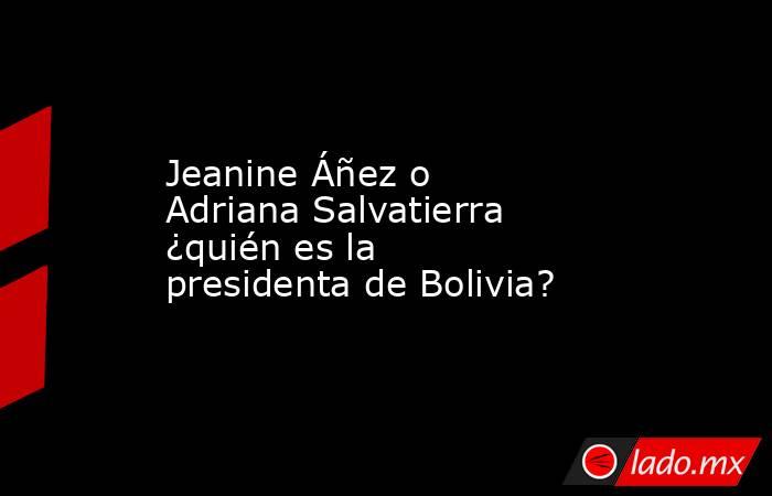 Jeanine Áñez o Adriana Salvatierra ¿quién es la presidenta de Bolivia?. Noticias en tiempo real