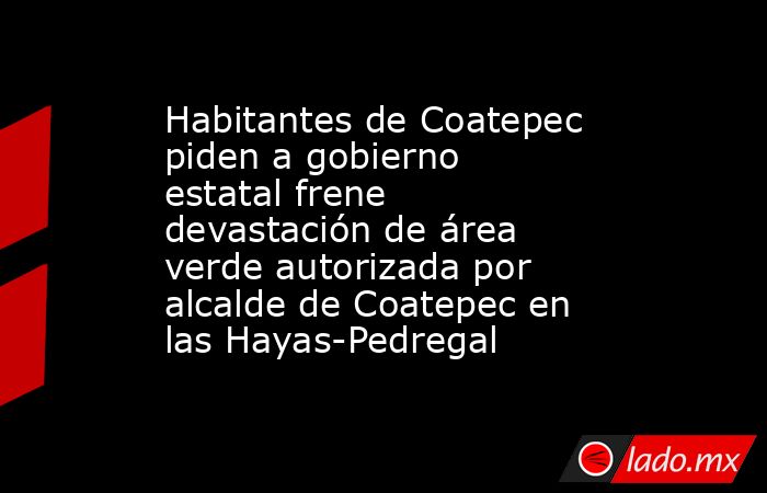 Habitantes de Coatepec piden a gobierno estatal frene devastación de área verde autorizada por alcalde de Coatepec en las Hayas-Pedregal. Noticias en tiempo real