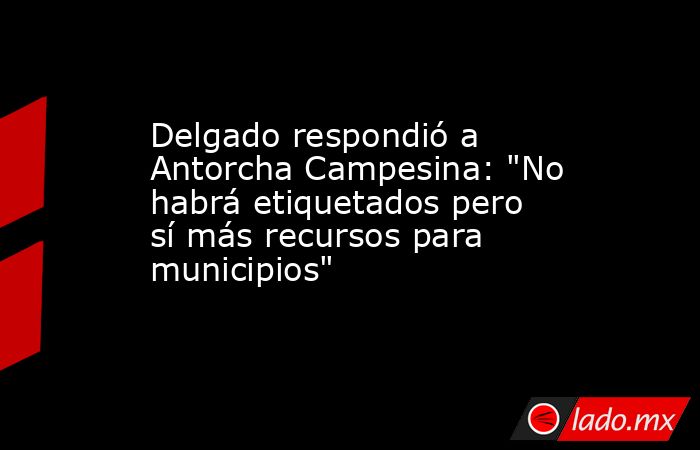 Delgado respondió a Antorcha Campesina: 