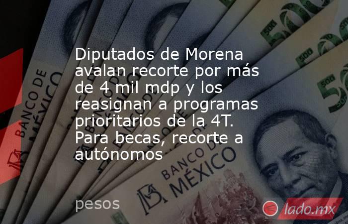 Diputados de Morena avalan recorte por más de 4 mil mdp y los reasignan a programas prioritarios de la 4T. Para becas, recorte a autónomos. Noticias en tiempo real