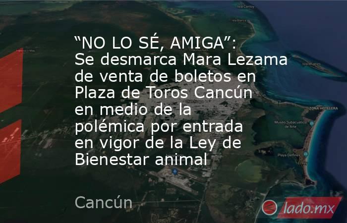 “NO LO SÉ, AMIGA”: Se desmarca Mara Lezama de venta de boletos en Plaza de Toros Cancún en medio de la polémica por entrada en vigor de la Ley de Bienestar animal. Noticias en tiempo real