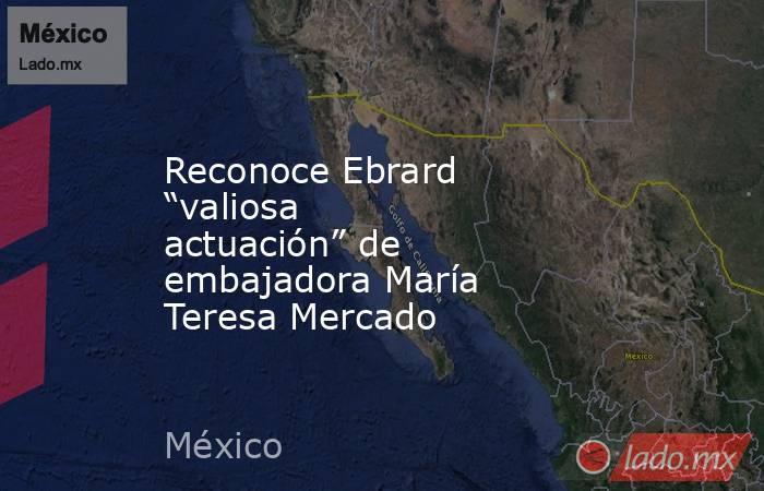 Reconoce Ebrard “valiosa actuación” de embajadora María Teresa Mercado. Noticias en tiempo real