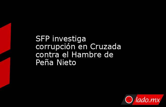 SFP investiga corrupción en Cruzada contra el Hambre de Peña Nieto. Noticias en tiempo real