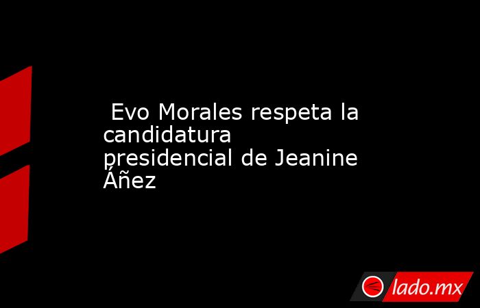  Evo Morales respeta la candidatura presidencial de Jeanine Áñez. Noticias en tiempo real