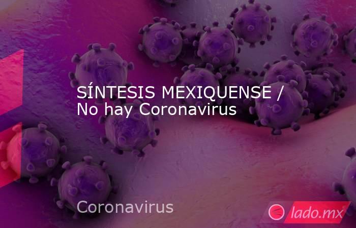 SÍNTESIS MEXIQUENSE / No hay Coronavirus. Noticias en tiempo real