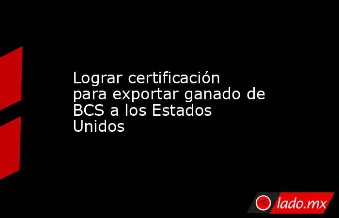 Lograr certificación para exportar ganado de BCS a los Estados Unidos. Noticias en tiempo real