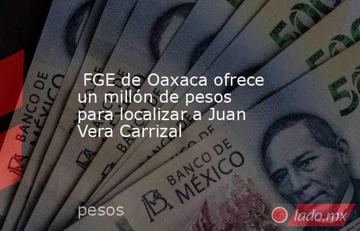  FGE de Oaxaca ofrece un millón de pesos para localizar a Juan Vera Carrizal. Noticias en tiempo real
