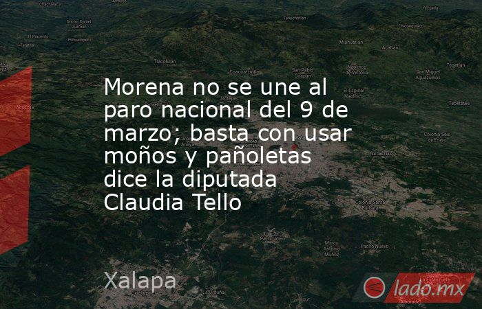 Morena no se une al paro nacional del 9 de marzo; basta con usar moños y pañoletas dice la diputada Claudia Tello. Noticias en tiempo real