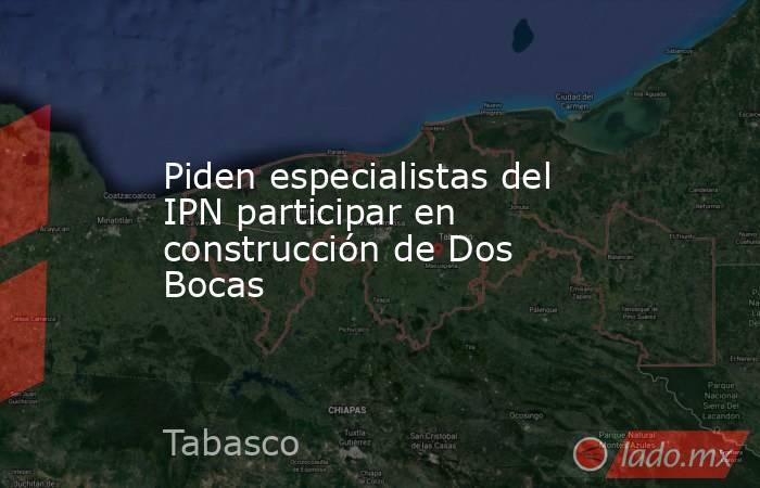 Piden especialistas del IPN participar en construcción de Dos Bocas. Noticias en tiempo real