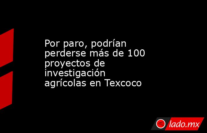 Por paro, podrían perderse más de 100 proyectos de investigación agrícolas en Texcoco. Noticias en tiempo real