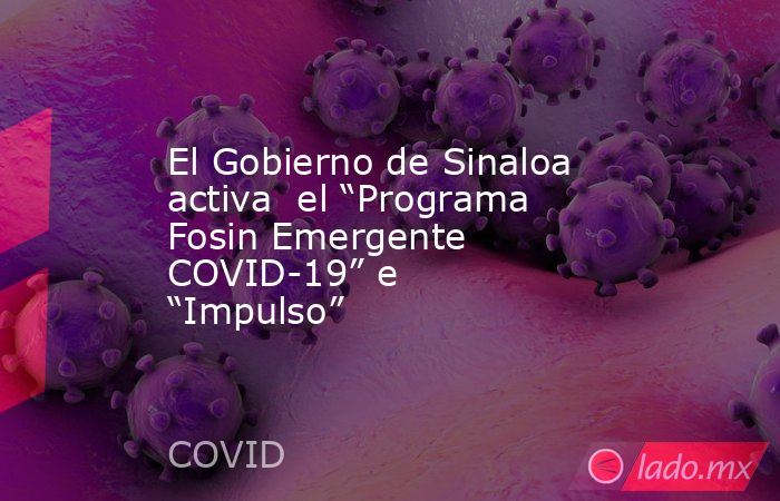 El Gobierno de Sinaloa activa  el “Programa Fosin Emergente COVID-19” e “Impulso”. Noticias en tiempo real