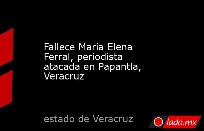 Fallece María Elena Ferral, periodista atacada en Papantla, Veracruz. Noticias en tiempo real