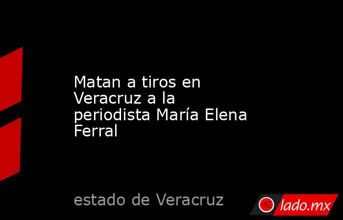 Matan a tiros en Veracruz a la periodista María Elena Ferral. Noticias en tiempo real