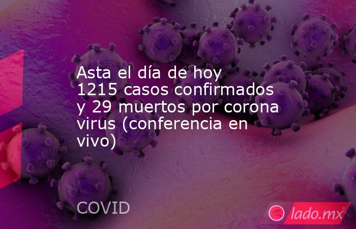 Asta el día de hoy 1215 casos confirmados y 29 muertos por corona virus (conferencia en vivo). Noticias en tiempo real