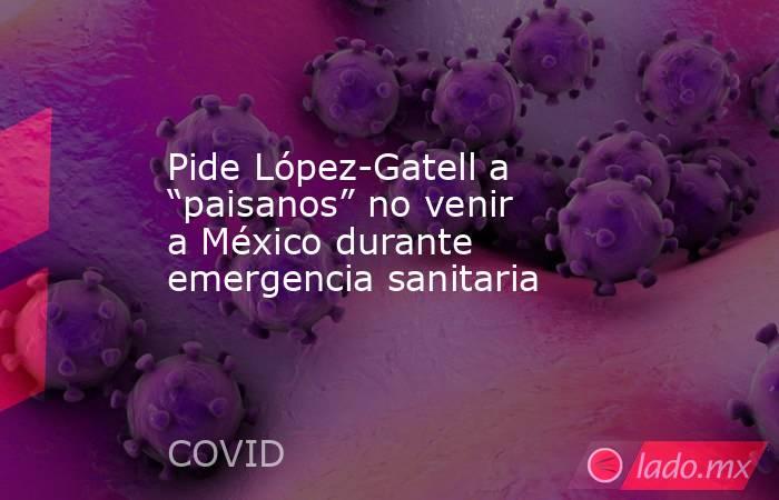 Pide López-Gatell a “paisanos” no venir a México durante emergencia sanitaria. Noticias en tiempo real