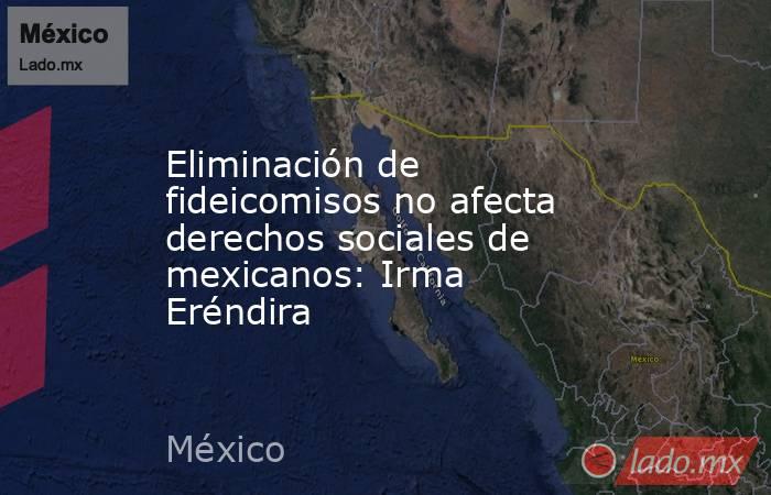 Eliminación de fideicomisos no afecta derechos sociales de mexicanos: Irma Eréndira. Noticias en tiempo real