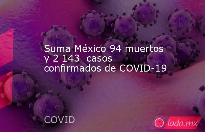 Suma México 94 muertos y 2 143  casos confirmados de COVID-19. Noticias en tiempo real
