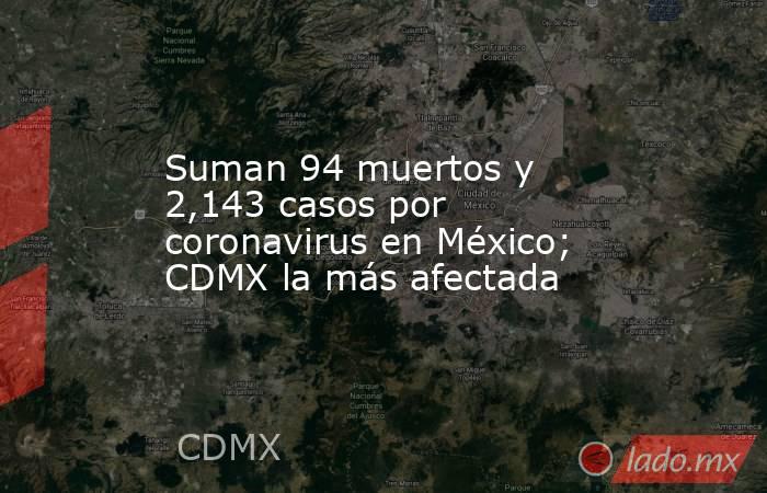 Suman 94 muertos y 2,143 casos por coronavirus en México; CDMX la más afectada. Noticias en tiempo real