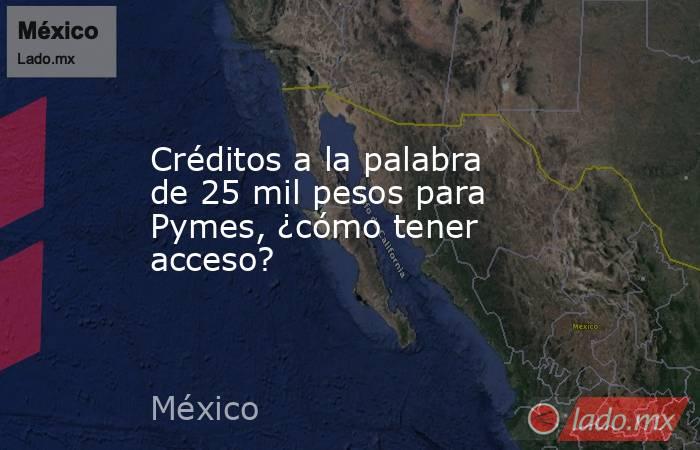 Créditos a la palabra de 25 mil pesos para Pymes, ¿cómo tener acceso?. Noticias en tiempo real