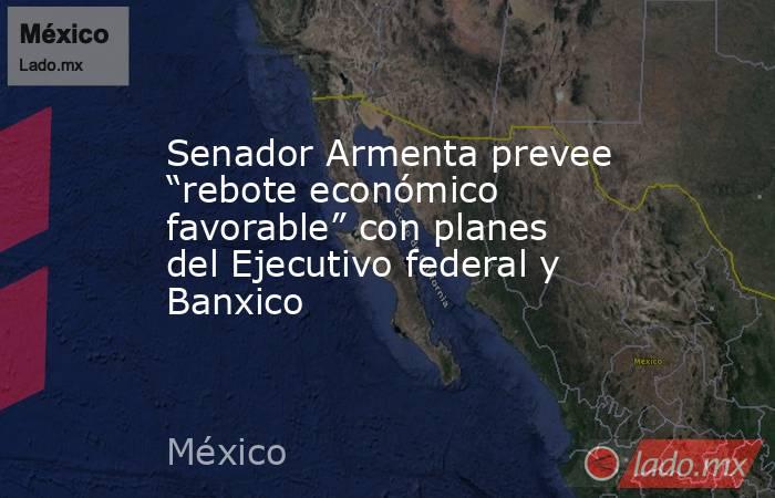 Senador Armenta prevee “rebote económico favorable” con planes del Ejecutivo federal y Banxico. Noticias en tiempo real