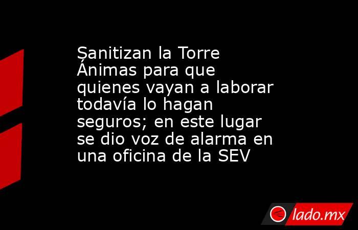 Sanitizan la Torre Ánimas para que quienes vayan a laborar todavía lo hagan seguros; en este lugar se dio voz de alarma en una oficina de la SEV. Noticias en tiempo real