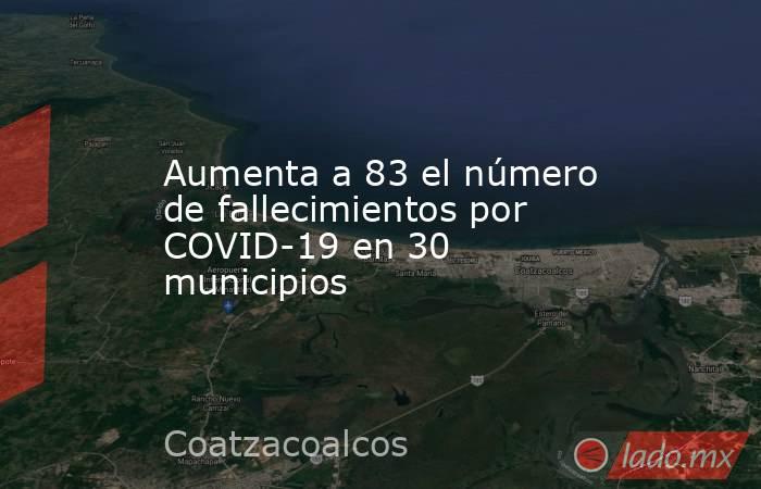 Aumenta a 83 el número de fallecimientos por COVID-19 en 30 municipios. Noticias en tiempo real