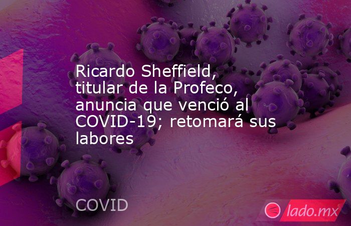 Ricardo Sheffield, titular de la Profeco, anuncia que venció al COVID-19; retomará sus labores. Noticias en tiempo real