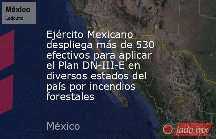 Ejército Mexicano despliega más de 530 efectivos para aplicar el Plan DN-III-E en diversos estados del país por incendios forestales. Noticias en tiempo real
